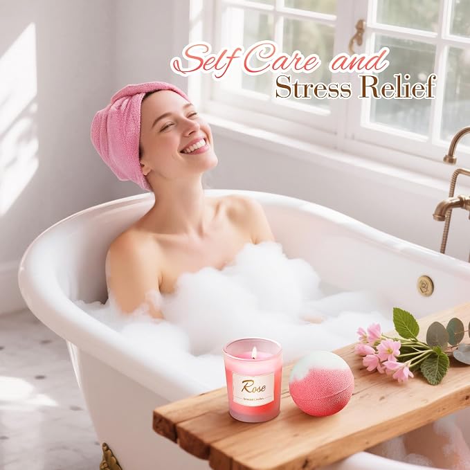 Mothers Day Gifts for Sister: Eletorot Unique Pink Spa Relaxation Baskets Set - Image 3