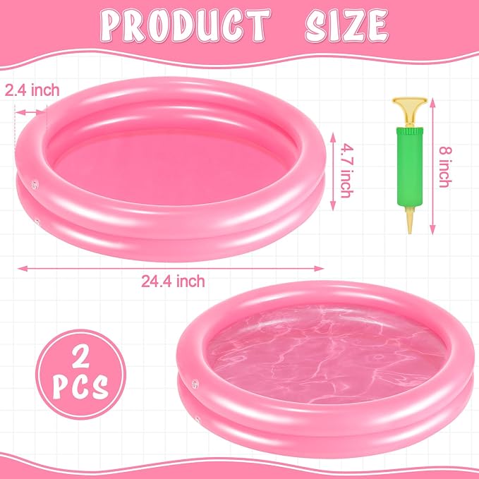 2 Pack Pink Inflatable Pool Foot Bath Basin, Swimming Pool Clean Feet, Foot - Image 2