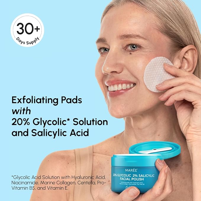 MAREE Glycolic Acid Pads & 2% Salicylic Acid – Toner Pads - Image 3