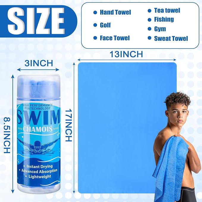 SmoothNovelty 2 Pack Swim Chamois Towel Water Absorbent Quick Dry Towel Shammy - Image 2