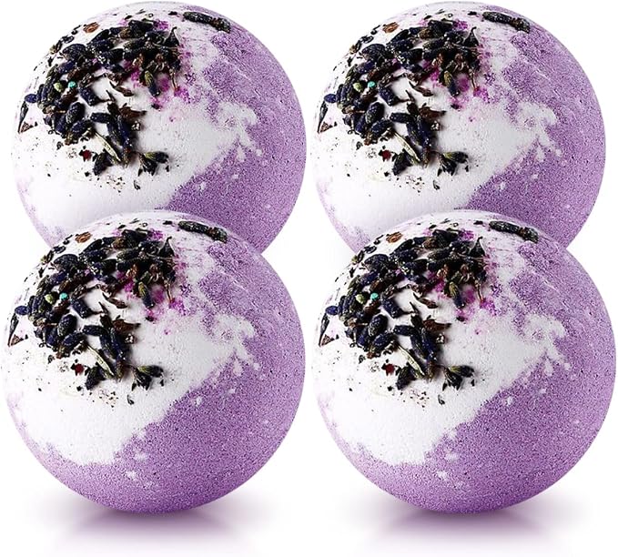 Dried Flower Bath Bombs Salt Balls, Lavender Extract Essential Oils, by Focusingonbathingproducts