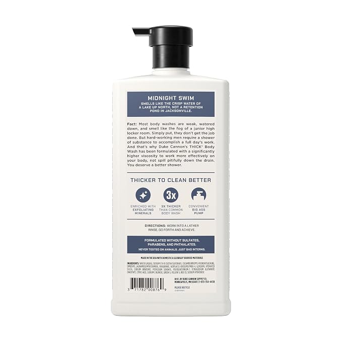 Duke Cannon THICK Body Wash for Men, Midnight Swim, Deep Cleansing & Hydrating - Image 3