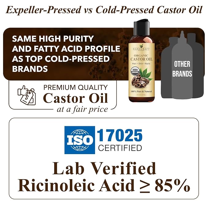 Handcraft Blends Organic Castor Oil 4 Fl Oz | 100% Pure and Natural | Premium - Image 2