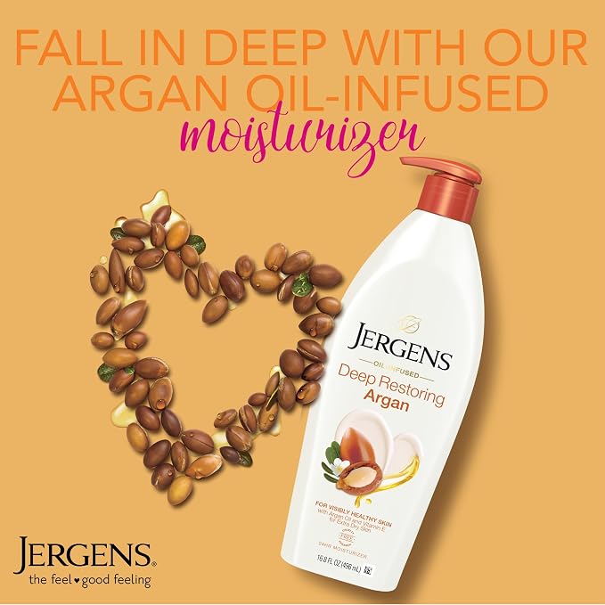 Jergens Deep Restoring Argan Oil Moisturizer, Soothing Body and Hand Lotion - Image 5