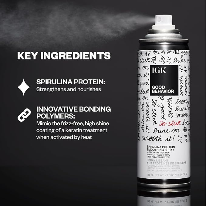 IGK Glass Hair Duo | Good Behavior Spirulina Smoothing Spray + Disco Disco - Image 4