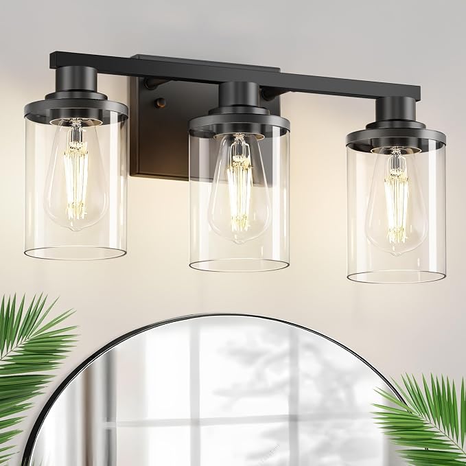 L LOHAS LED 3-Light Black Bathroom Light Fixtures, Modern Bathroom Lighting by LLOHASLED