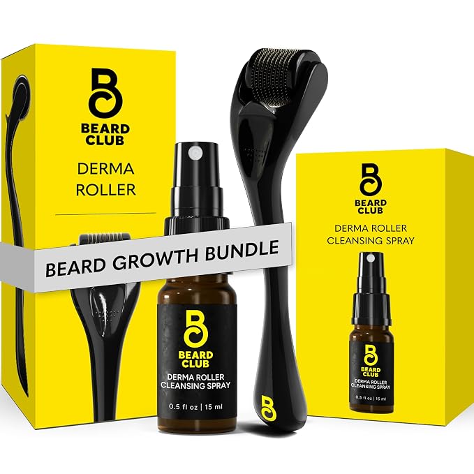 The Beard Club Derma Roller & Cleansing Spray Kit – Microneedling Roller by TheBeardClub
