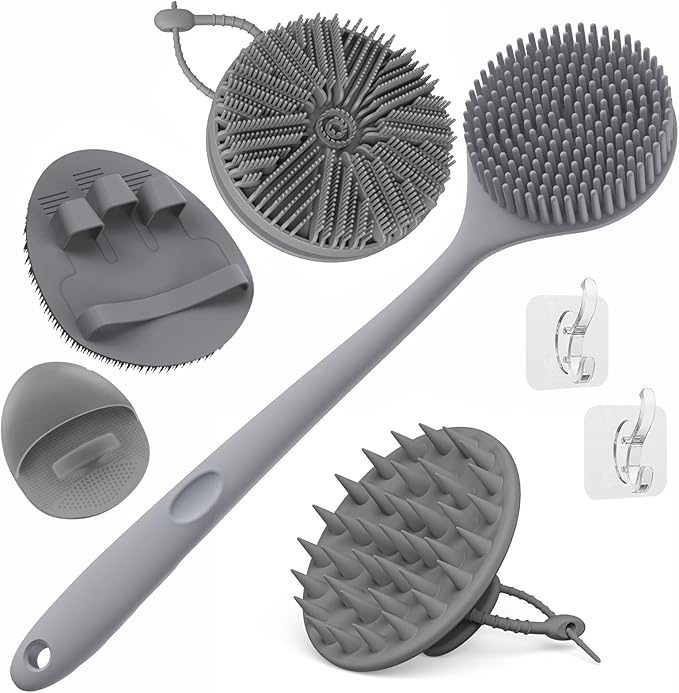 Manmihealth Silicone Back Scrubber & Soft Bath Glove, Silicone Scalp Massager by ManmiHealth