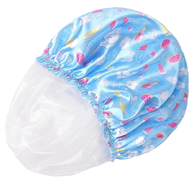4 PCS Shower Cap for Women, Elastic and Reusable Bath Caps, Double Layers - Image 7