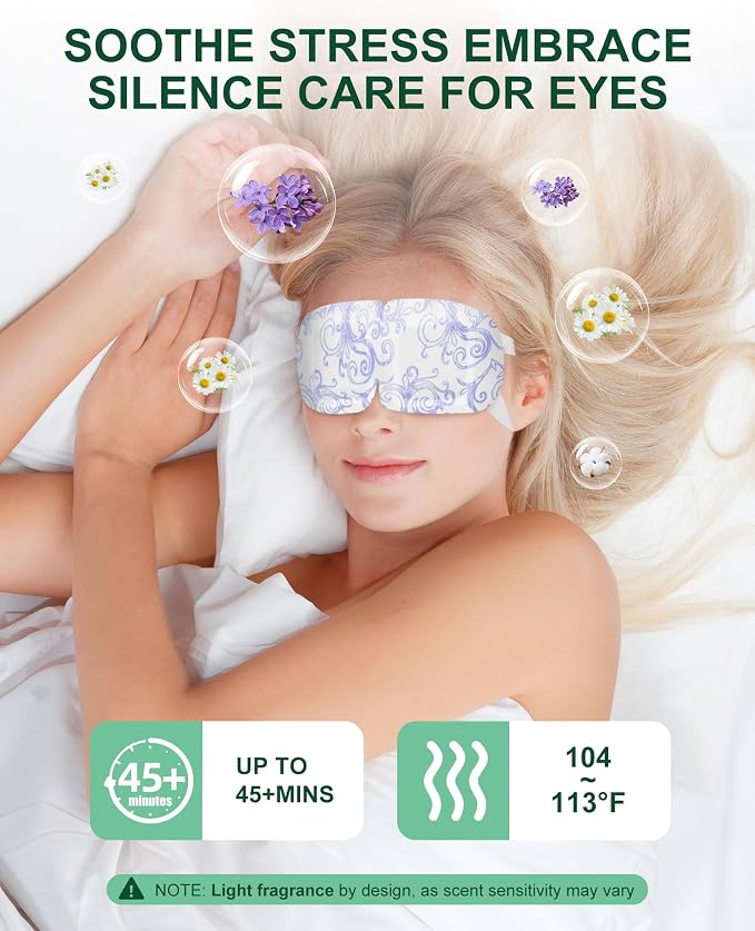 Heated Eye Mask Disposable 24 Pack, 46+ Min Self Heating Steam Eye Mask - Image 3