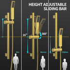 SR SUN RISE 12 Inch Brushed Gold Shower Faucet Set, Wall-Mount Adjustable - Image 4
