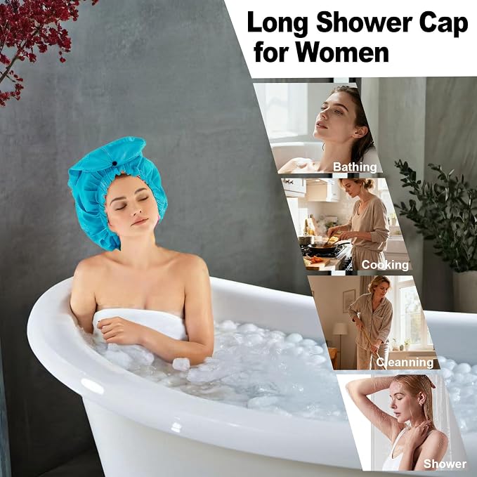 ELEBOX Extra Large Shower Cap for Braids/Curly Hair/Dreadlock | Reusable - Image 3