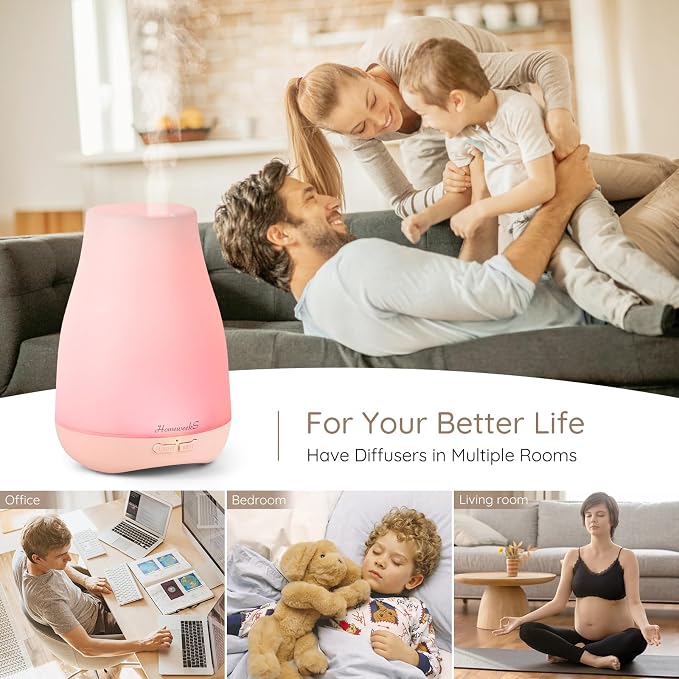 Homeweeks Diffusers, 100ml Colorful Essential Oil Diffuser - Image 2