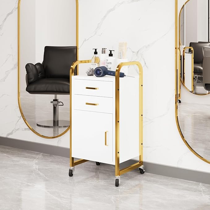 4ever2buy White and Gold Salon Trolley Cart - Image 8