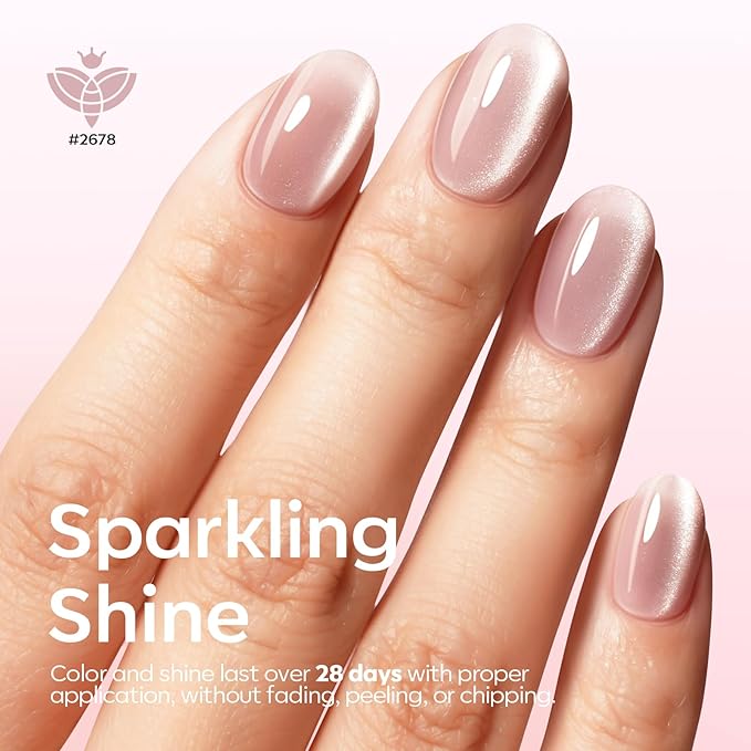 modelones Cat Eye Gel Nail Polish, 6 Colors Nude Gel Polish Pink Glitter Brown - Image 3