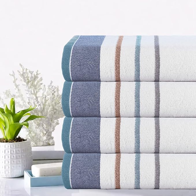 CASA COPENHAGEN White Bay 4Pcs 100% Egyptian Cotton Designer Hand Towels Gift - Image 2