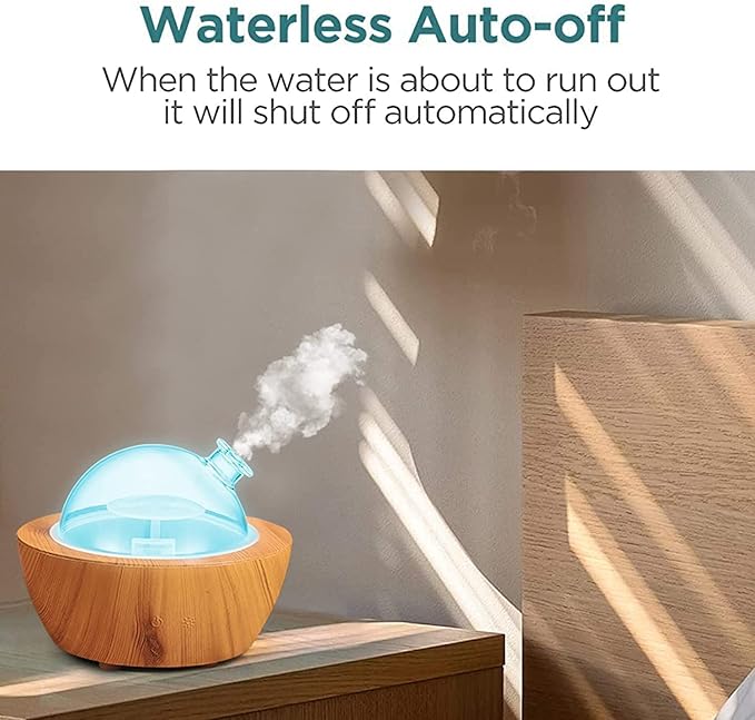 280ml Glass Essential Oil Diffuser Wood Grain Base Air Aroma Diffusers - Image 4