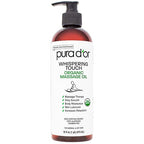 PURA D'OR 16 Oz Organic Massage Therapy Oil USDA Certified Body Moisturizer & by PURADOR