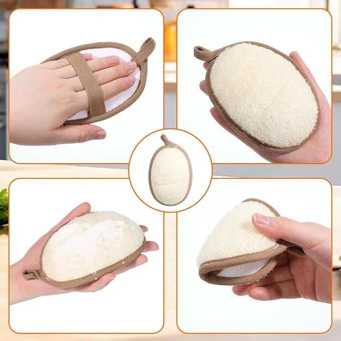 2Pcs Natural Loofah Exfoliating Body Scrubber, Made - Image 5