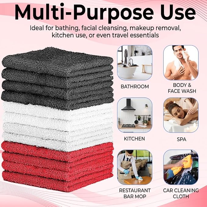 QUBA LINEN 100% Cotton Washcloth Set – Soft, Absorbent Face Towels - Image 7