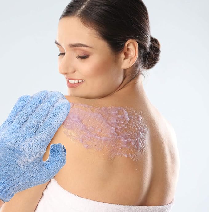 IBLUE Shower Gloves, Double Sided Exfoliating Bath Body Scrub Gloves - Image 8