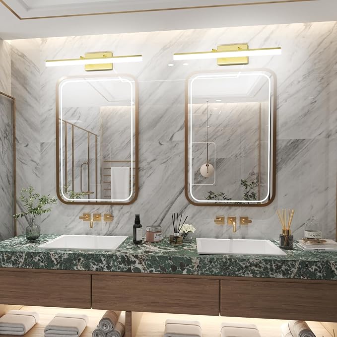 Aipsun Bathroom Vanity Light Brushed Gold Modern LED Vanity Lighting Over - Image 3