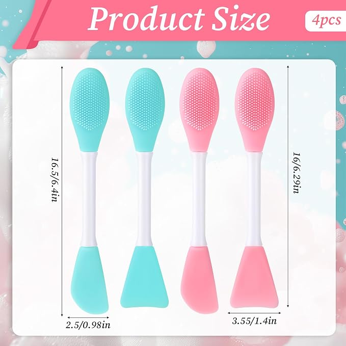 4 Pcs 2 in 1 Double-Sided Facial Scrubber Brush Tool, Facial Cleansing Brush - Image 2