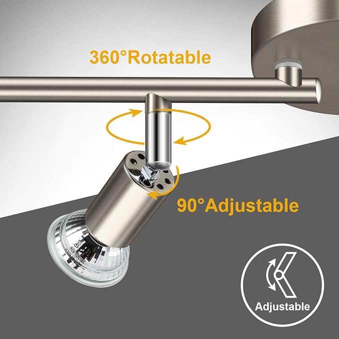 Ascher 4-Light LED Track Lighting Kit, Flexibly Rotatable Light Heads, 4 Way - Image 2