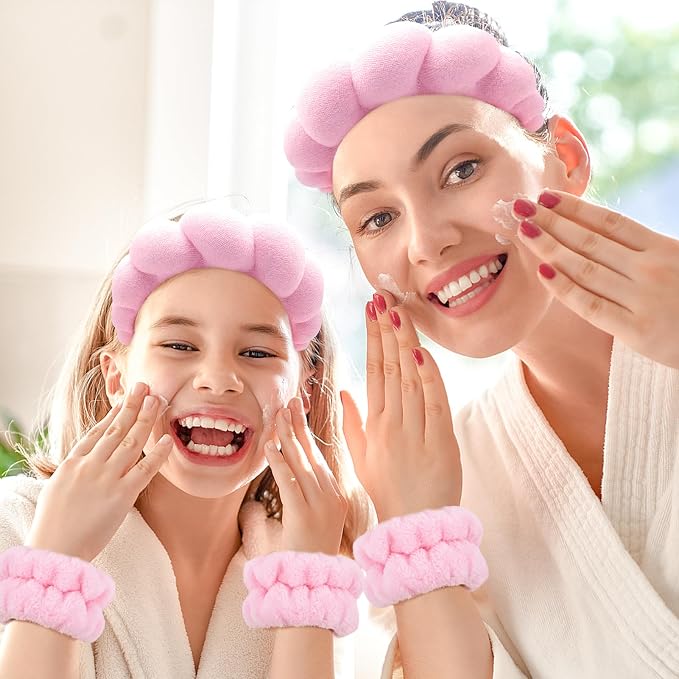 Zkptops Spa Headband for Washing Face Wristband Set Sponge Makeup Skincare - Image 7