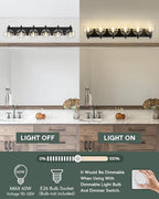 Bathroom Light Fixtures, 6 Light Matte Black Vanity Light, 38 Inch Modern Wall - Image 6