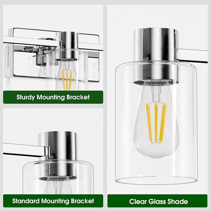 5-Light Modern Vanity Light Fixtures Over Mirror, Chrome Bathroom Light Fixtures - Image 3