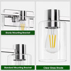 5-Light Modern Vanity Light Fixtures Over Mirror, Chrome Bathroom Light Fixtures - Image 3