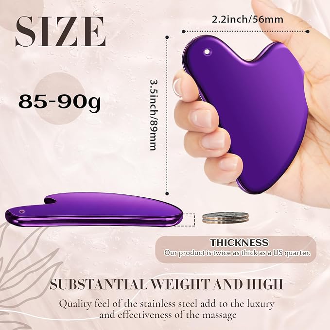 Nuanchu Stainless Steel Gua Sha Facial Tool, Metal Gua Sha - Image 2