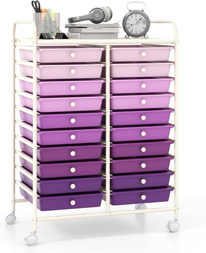 Giantex 20 Drawers Rolling Cart, Mobile Storage Drawer Cart, Classroom by Giantex