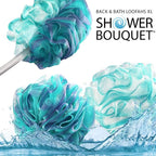 SHOWER BOUQUET 2-Sided-Loofah-Back-Scrubber & Bath-Sponge Set // - Image 4