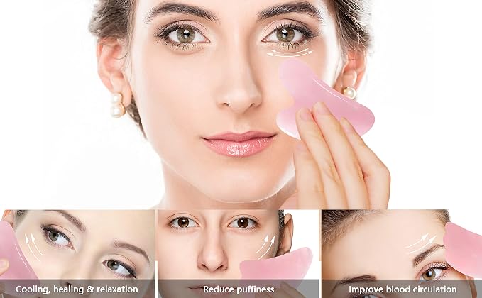 Rose Quartz Gua Sha and Jade Roller Set – Guasha Face Massage Tool Lymphatic - Image 6