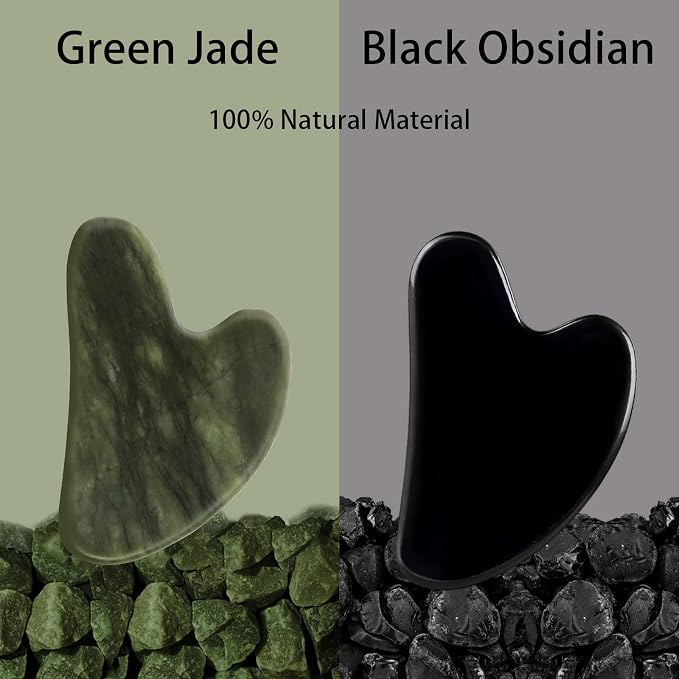 Gua Sha Facial Tools 2 Pack, Natural Jade Guasha Tool - Image 3