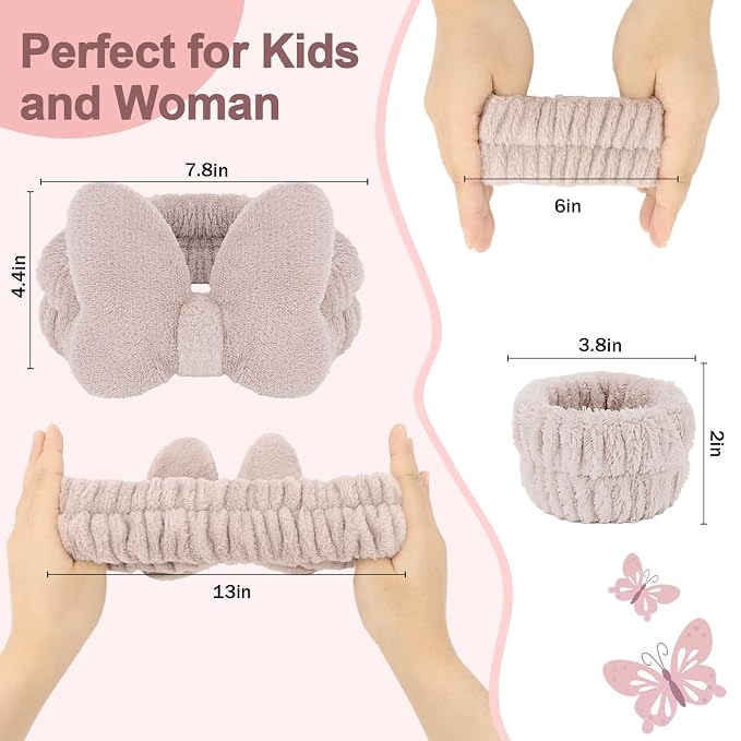 CAVETEE Spa Headband for Washing Face, 4 Pack Fuzzy Skincare Cute Butterfly - Image 2
