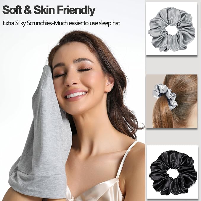Satin Bonnet for Sleeping Night Cap, Adjustable Satin Lined Silk Bonnets Sleep - Image 7