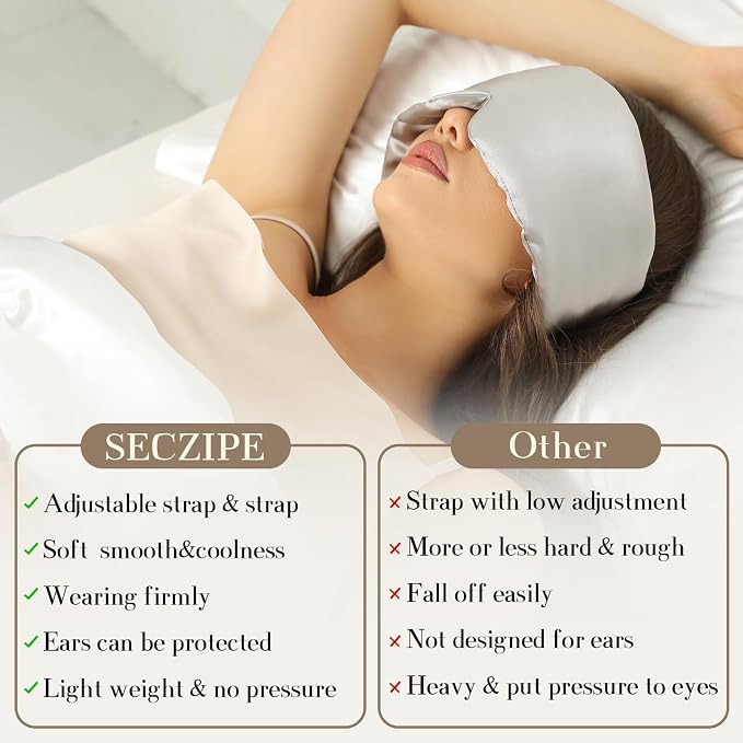 SECZIPE 100% Mulberry Silk Sleep Mask Eye Mask - Image 7