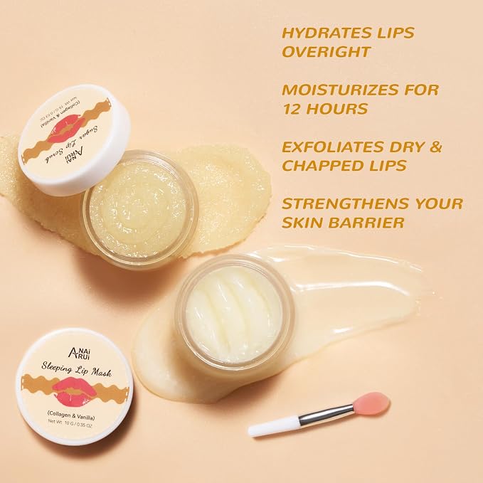 ANAI RUI Lip Mask and Scrub Set, Lip Sleeping Mask & Lip Exfoliator Scrub - Image 2