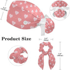 Scrub Caps Women Ponytail Cute Pink and White Leaves Caps Bouffant Working Hat - Image 2