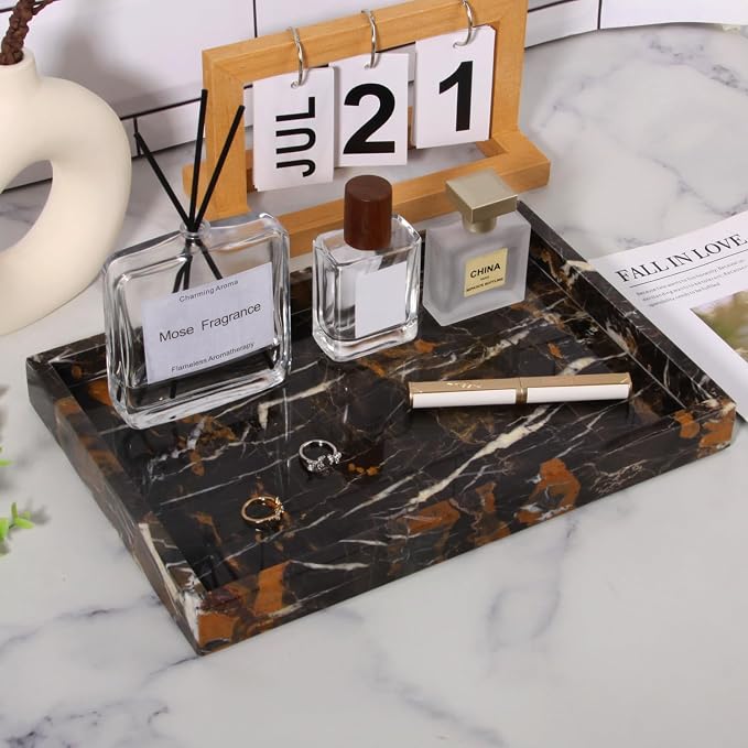 Marble Bathroom Vanity Tray, Natural Luxury Vanity Home Kitchen Bathroom Table - Image 5