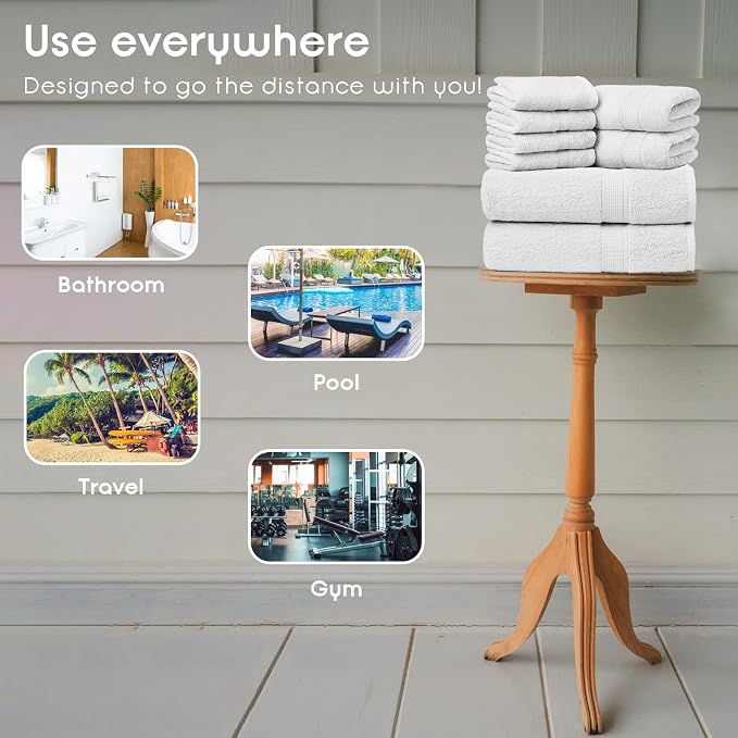 Ariv Towels Pack of 8, Premium Cotton Towel Set, Super Soft, Quick Dry - Image 4