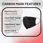 Cranberry USA Carbon Black Face Masks, Disposable, Elastic Earloops, Medical & - Image 2