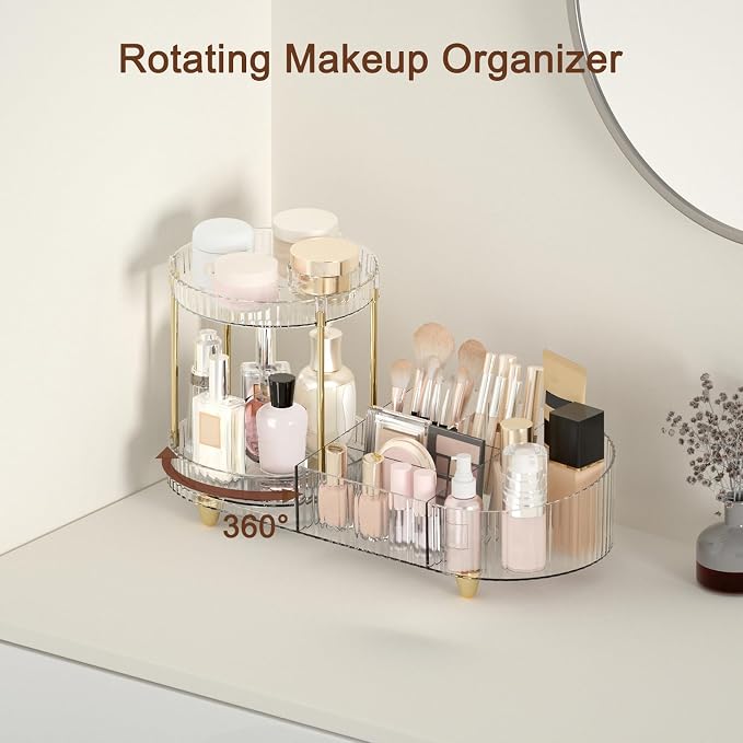 Makeup Organizer Countertop for Vanity, Rotating Perfume Tray - Image 2