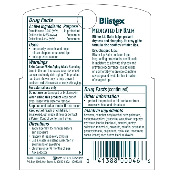 Blistex Medicated Lip Balm, 0.15 Ounce, Prevent Dryness & Chapping, SPF 15 Sun - Image 6