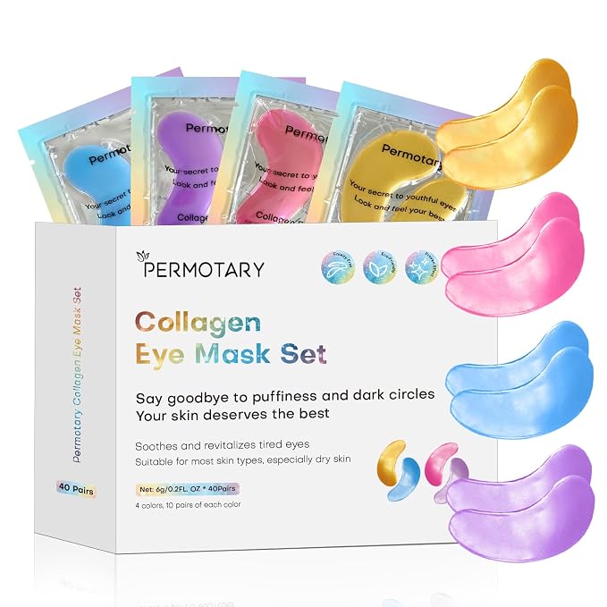 Permotary Under Eye Patches, Collagen Crystal Eye Mask by Permotary