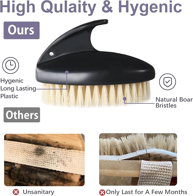 Dry Brushing Body Exfoliating Brush, Anti-Slip Body Scrubber - Image 3