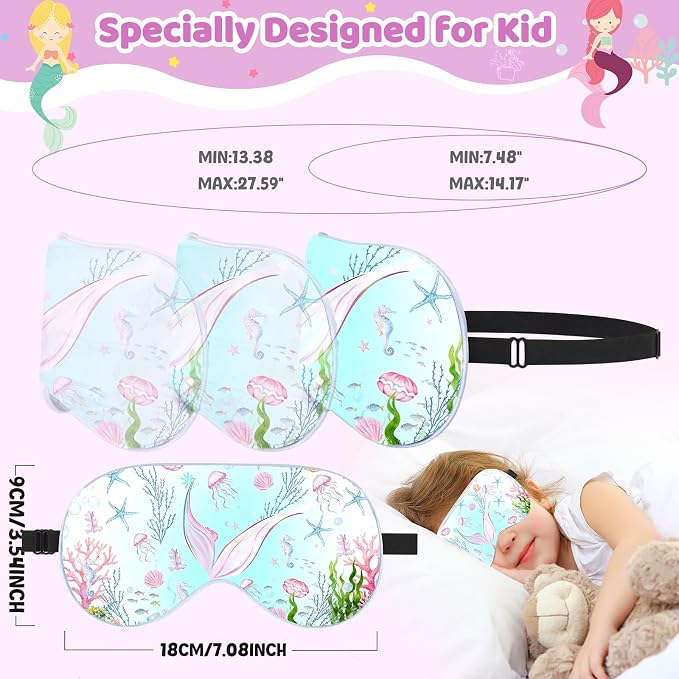 2 Pcs Sleep Mask for Kids Girls, Silk Eye Covers for Sleeping, Adjustable Strap - Image 5
